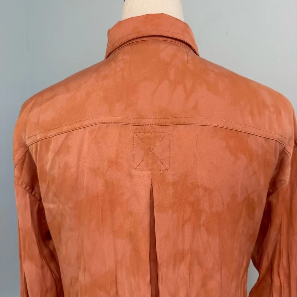 Free‎ People We The Free Long sleeve Button Up Tie-Die Satin Blouse Size XS